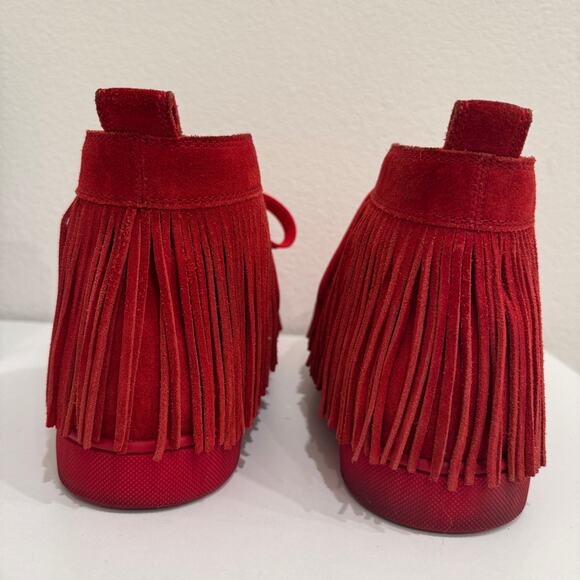 Christian Louboutin Coachelito Red Suede Fringe Spike High Top Sneakers Men’s 11 main image 5